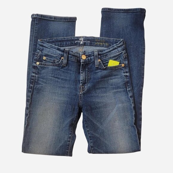 7 For All Mankind Straight Leg Jeans | Dark Wash | Size 25 | Premium Denim - Picture 1 of 5